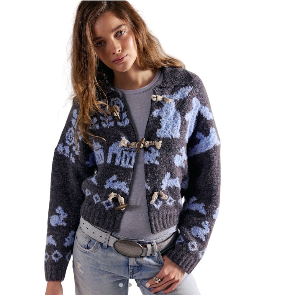 Free People Home Sweet Home Cardigan Gray & Blue Size Small NWT